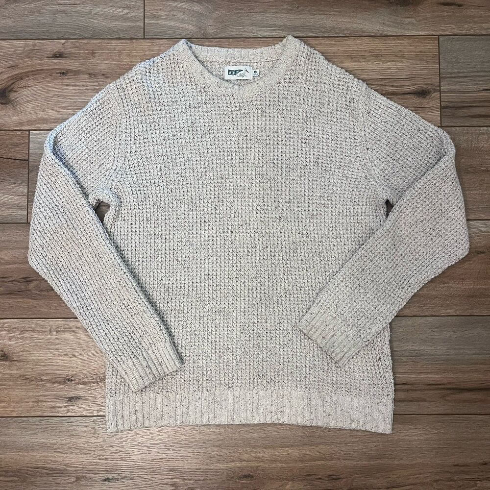 Wellen Waffle Knit Crewneck Fisherman Sweater Beige Oatmeal Grandpa Size L